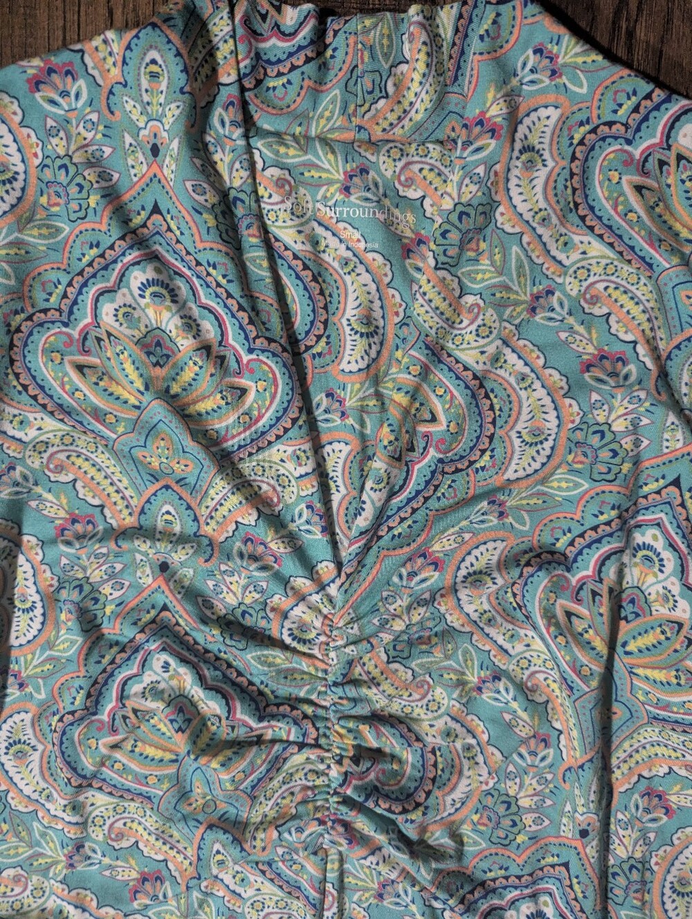 Soft Surroundings Women's Fit & Flare Midi Dress Sea Foam Green w/ Paisley Small - Picture 3 of 16